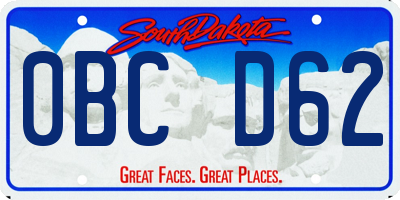 SD license plate 0BCD62