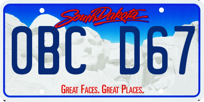 SD license plate 0BCD67