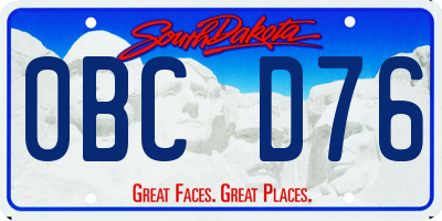 SD license plate 0BCD76