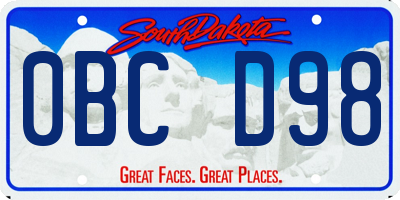 SD license plate 0BCD98