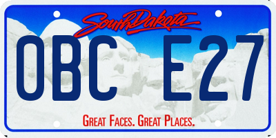 SD license plate 0BCE27