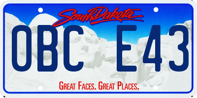 SD license plate 0BCE43