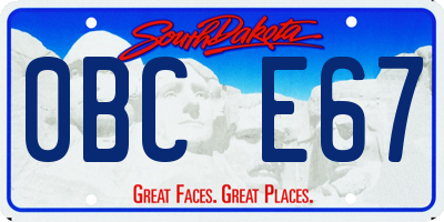 SD license plate 0BCE67