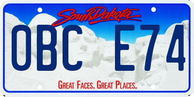 SD license plate 0BCE74