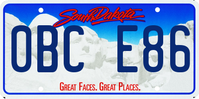 SD license plate 0BCE86