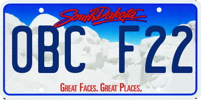 SD license plate 0BCF22