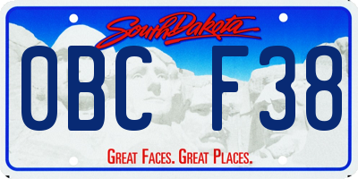 SD license plate 0BCF38