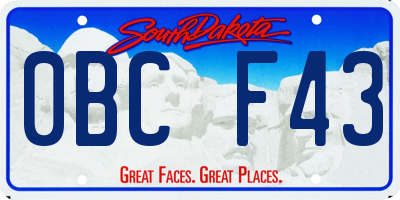 SD license plate 0BCF43