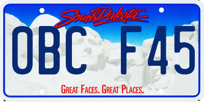 SD license plate 0BCF45