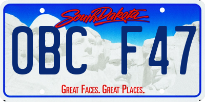 SD license plate 0BCF47
