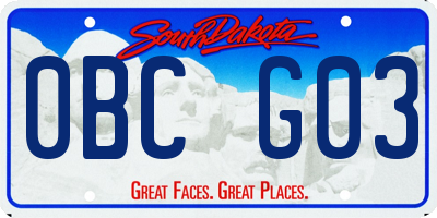 SD license plate 0BCG03