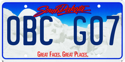 SD license plate 0BCG07