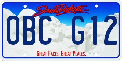 SD license plate 0BCG12