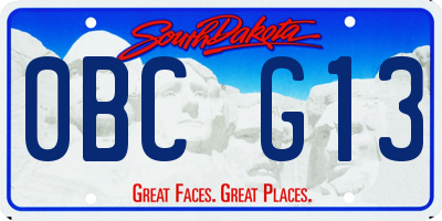 SD license plate 0BCG13