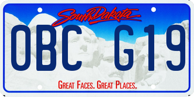 SD license plate 0BCG19