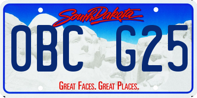SD license plate 0BCG25