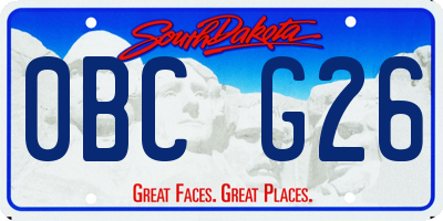 SD license plate 0BCG26