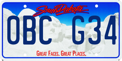 SD license plate 0BCG34