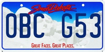 SD license plate 0BCG53