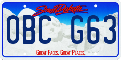 SD license plate 0BCG63