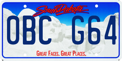 SD license plate 0BCG64