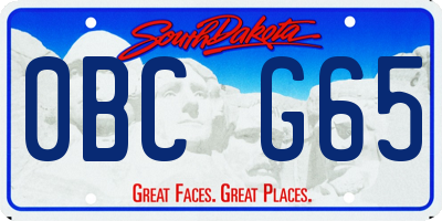 SD license plate 0BCG65