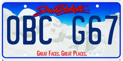 SD license plate 0BCG67