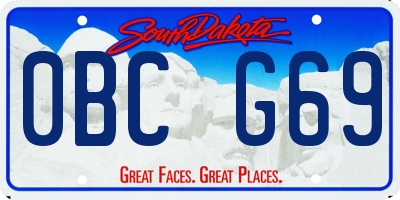 SD license plate 0BCG69