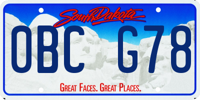 SD license plate 0BCG78
