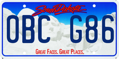 SD license plate 0BCG86