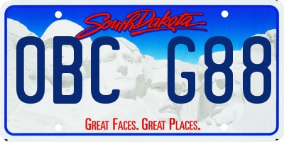 SD license plate 0BCG88