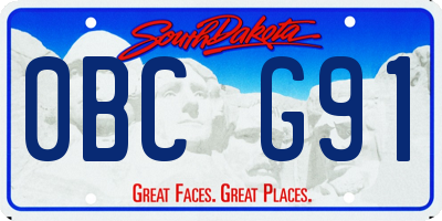 SD license plate 0BCG91