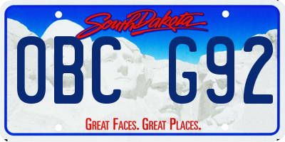 SD license plate 0BCG92