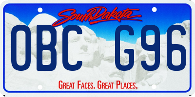 SD license plate 0BCG96
