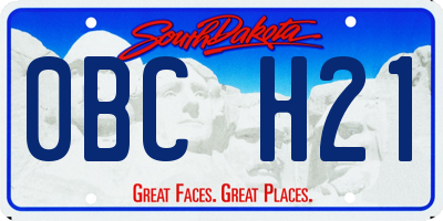 SD license plate 0BCH21