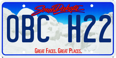 SD license plate 0BCH22
