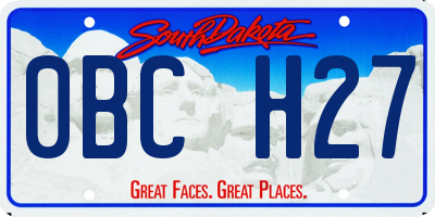 SD license plate 0BCH27