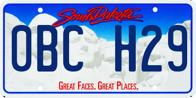 SD license plate 0BCH29