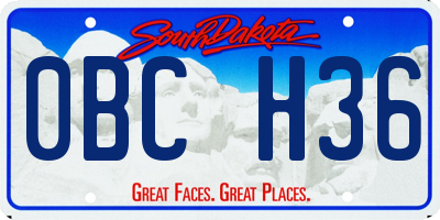 SD license plate 0BCH36