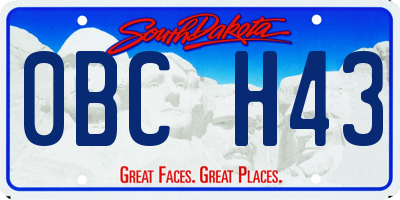 SD license plate 0BCH43
