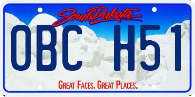 SD license plate 0BCH51