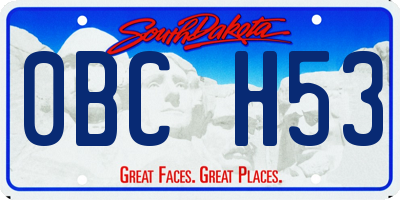 SD license plate 0BCH53