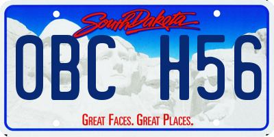 SD license plate 0BCH56