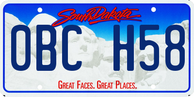 SD license plate 0BCH58