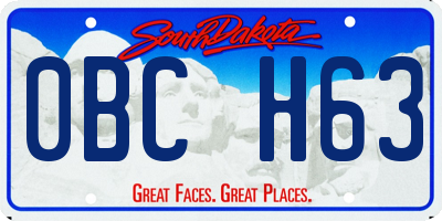 SD license plate 0BCH63