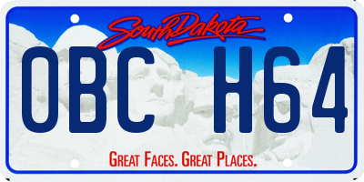 SD license plate 0BCH64