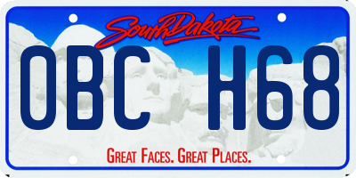SD license plate 0BCH68
