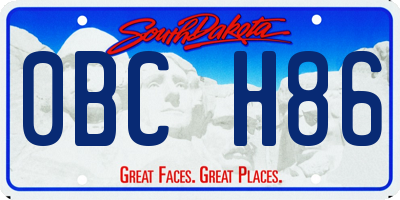 SD license plate 0BCH86