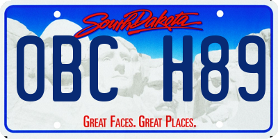 SD license plate 0BCH89
