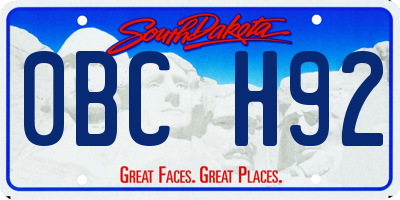 SD license plate 0BCH92